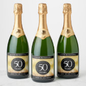 Elegant 50th Golden Wedding Jubileum Sparkling Wijnetiket (Flessen)