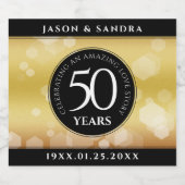 Elegant 50th Golden Wedding Jubileum Sparkling Wijnetiket (Enkel label)