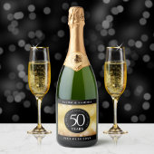 Elegant 50th Golden Wedding Jubileum Sparkling Wijnetiket