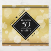 Elegant 50th Golden Wedding Jubileum Sparkling Wijnetiket (Enkel label)
