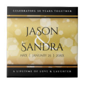 Elegant 50th Golden Wedding Jubileum Tegeltje (Voorkant)