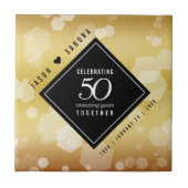 Elegant 50th Golden Wedding Jubileum Tegeltje (Voorkant)