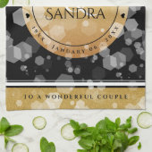 Elegant 50th Golden Wedding Jubileum Theedoek (Gevouwen)