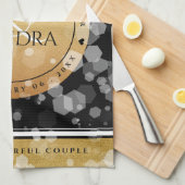 Elegant 50th Golden Wedding Jubileum Theedoek (Quarter Fold)