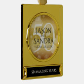 Elegant 50th Golden Wedding Jubileum Verguld Banner Ornament (Rechts)