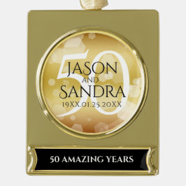 Elegant 50th Golden Wedding Jubileum Verguld Banner Ornament