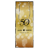 Elegant 50th Golden Wedding Jubileum Wijn Cadeautas (Achterkant)