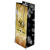 Elegant 50th Golden Wedding Jubileum Wijn Cadeautas (Achterkant Gekanteld)