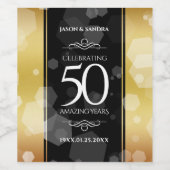 Elegant 50th Golden Wedding Jubileum Wijn Etiket (Enkel label)
