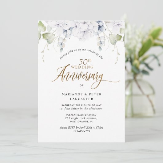 Elegant 50th (of ander) Jubileum voor weddenschapp Kaart (Staand voorkant)