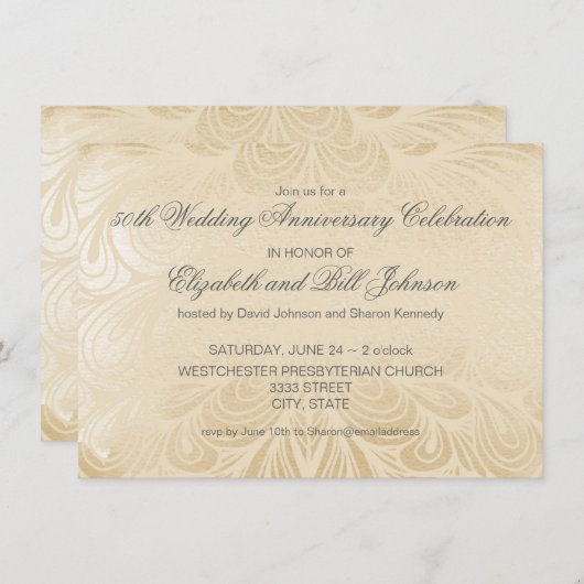 Elegant 50th Silver Wedding Jubileum Kaart (Voorkant / Achterkant)