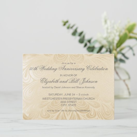 Elegant 50th Silver Wedding Jubileum Kaart (Staand voorkant)