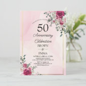 Elegant 50th Wedding Anniversary Floral Celebratio Kaart (Staand voorkant)