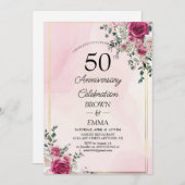 Elegant 50th Wedding Anniversary Floral Celebratio Kaart (Voorkant / Achterkant)