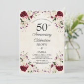 Elegant 50th Wedding Anniversary Floral Celebratio Kaart (Staand voorkant)