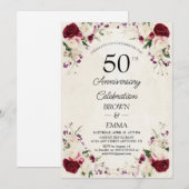 Elegant 50th Wedding Anniversary Floral Celebratio Kaart (Voorkant / Achterkant)