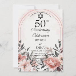 Elegant 50th Wedding Anniversary Floral Celebratio Kaart