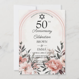 Elegant 50th Wedding Anniversary Floral Celebratio Kaart