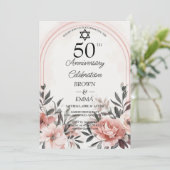 Elegant 50th Wedding Anniversary Floral Celebratio Kaart (Staand voorkant)