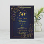 Elegant 50th Wedding Anniversary Floral Celebratio Kaart (Staand voorkant)