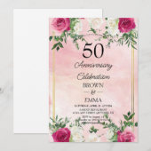 Elegant 50th Wedding Anniversary Floral Celebratio Kaart (Voorkant / Achterkant)