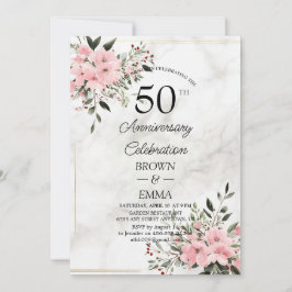 Elegant 50th Wedding Anniversary Floral Celebratio Kaart