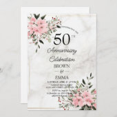 Elegant 50th Wedding Anniversary Floral Celebratio Kaart (Voorkant / Achterkant)