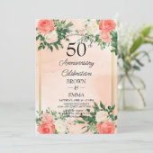Elegant 50th Wedding Anniversary Floral Celebratio Kaart (Staand voorkant)