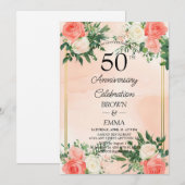 Elegant 50th Wedding Anniversary Floral Celebratio Kaart (Voorkant / Achterkant)