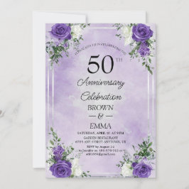 Elegant 50th Wedding Anniversary Floral Celebratio Kaart