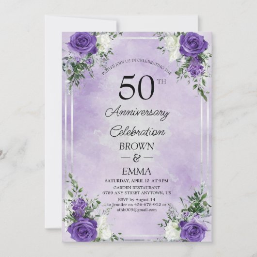 Elegant 50th Wedding Anniversary Floral Celebratio Kaart (Voorkant)