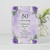 Elegant 50th Wedding Anniversary Floral Celebratio Kaart (Staand voorkant)