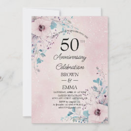 Elegant 50th Wedding Anniversary Floral Celebratio Kaart