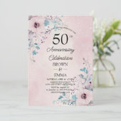 Elegant 50th Wedding Anniversary Floral Celebratio Kaart (Staand voorkant)