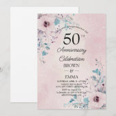 Elegant 50th Wedding Anniversary Floral Celebratio Kaart (Voorkant / Achterkant)