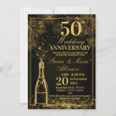 Elegant 50th Wedding Anniversary Gold Bottle Fizz Kaart (Voorkant)