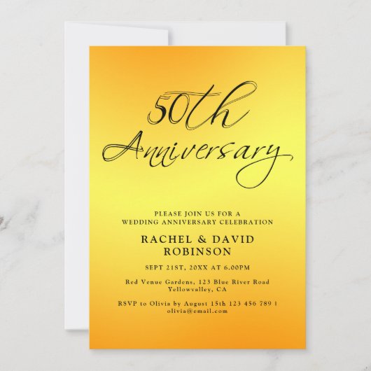 Elegant 50th Wedding Jubileum Black and Gold Kaart (Voorkant)