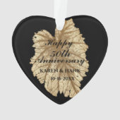 Elegant 50th Wedding Jubileum Black Gold Heart Ornament (achterkant)