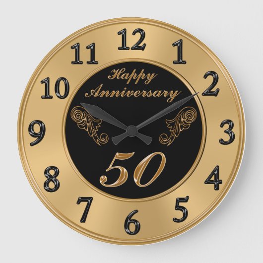 Elegant 50th Wedding Jubileum Clocks Grote Klok (Voorkant)