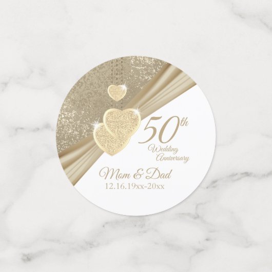 Elegant 50th Wedding Jubileum Confetti (Kleine voorkant)