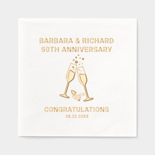 Elegant 50th Wedding Jubileum Folie Servetten (Voorkant)