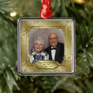 Elegant 50th Wedding Jubileum Foto Ornament