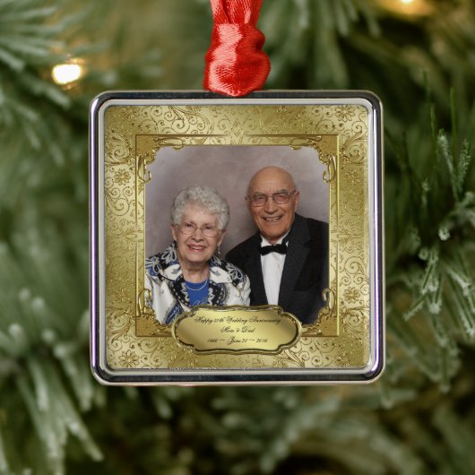 Elegant 50th Wedding Jubileum Foto Ornament (Boom)