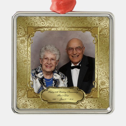 Elegant 50th Wedding Jubileum Foto Ornament (Voorkant)
