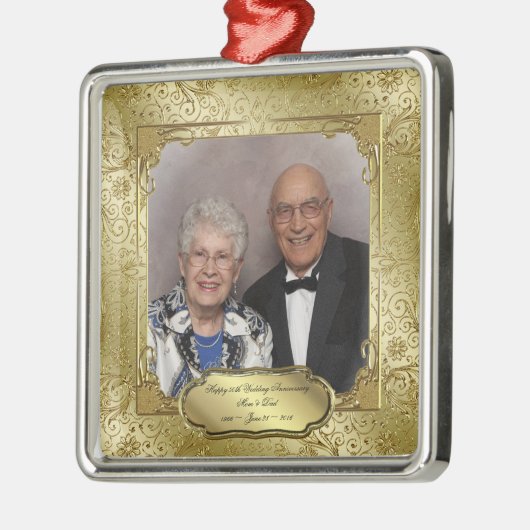 Elegant 50th Wedding Jubileum Foto Ornament (Links)