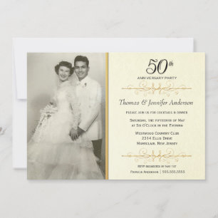 Elegant 50th Wedding Jubileum Fotouitnodiging Kaart