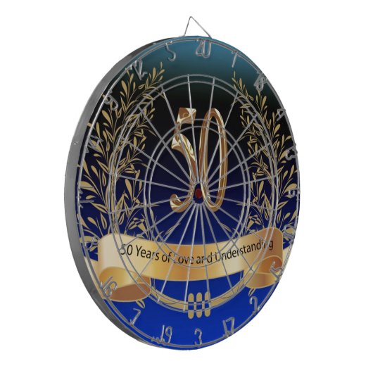 Elegant 50th Wedding Jubileum Gifts Dartbord (Voorkant Links)