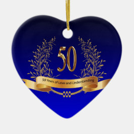 Elegant 50th Wedding Jubileum Gifts Keramisch Ornament