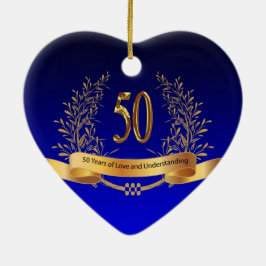 Elegant 50th Wedding Jubileum Gifts Keramisch Ornament