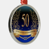 Elegant 50th Wedding Jubileum Gifts Metalen Ornament (Rechts)